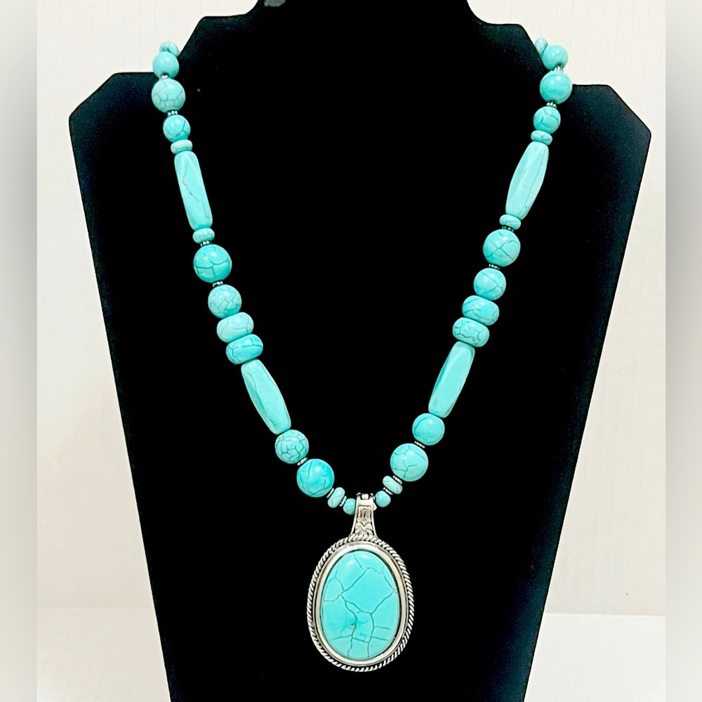New Chunky Turquoise Necklace with removable Pendant